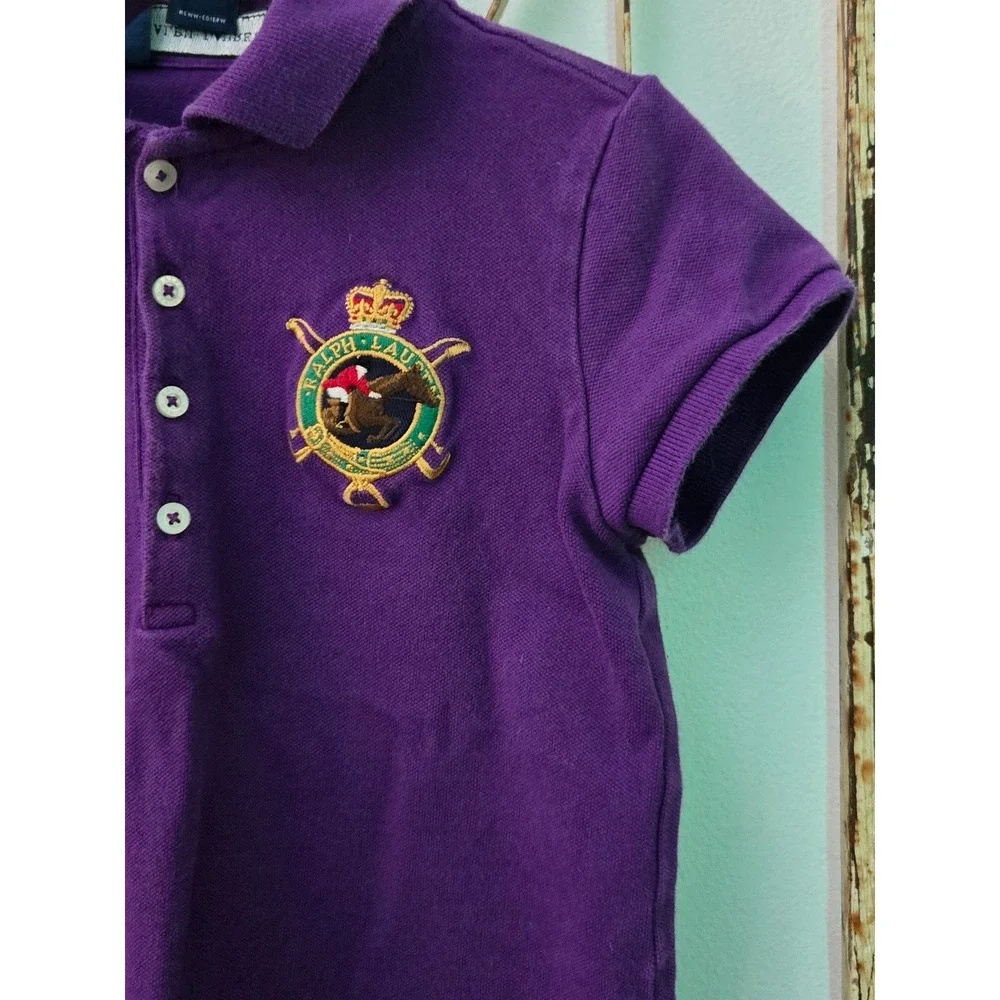 Ralph‎ Lauren Kids Polo Shirt Size 6 Purple Equestrian Patch Short Sleeve